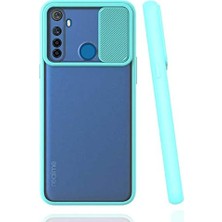 Realme 5i/c3/c3i ile Uyumlu Kılıf Slayt Sürgülü Arkası Buzlu Lensi Kapak - Turkuaz