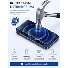 iPhone 16 ile Uyumlu Kırılmaz Cam, 9h Sertlik, Tempered Glass, Şeffaf, Parlak Yüzey