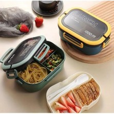 Jouis Beslenme Kutusu 1200 ml 2 Katlı 6 Bölmeli Bpa'sız Pp Plastik Sefer Tası ve Beslenme Çantası - Lunch Box, Çatal Kaşık ve Bıçak Dahil Okul Beslenme (Mavi)