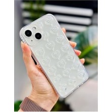 Iphone 13-14 ile Uyumlu Kabartma Balon Kalp Tasarımlı Şeffaf Kılıf