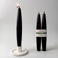 Balmumu Mum (2 Adet) Şamdan Mumu Mermi Formunda Masa Mumu 22 cm Bees Wax (Siyah)