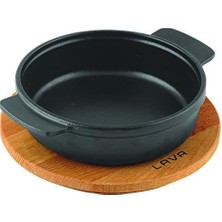 Lava, Pişirme Kabı, Lv Eco Gv 14 K4, Yuvarlak Güveç, Ahşap Altlık, Çap 14 Cm, Dökme Demir, Siyah