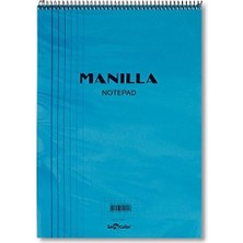 41300/1 Manila Notepad Yumuşak Kapak, 1.hamur Kağıt Spiralli, Mavi