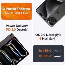 35W Gan Usb-C + Usb-A Şarj Aleti & Pps Uyumlu Pd Qc4.0 Type-C Hızlı Şarj Cihazı