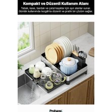 Inox Master KD200 | Kompakt Genişletilebilir Bulaşıklık | 304 Paslanmaz Çelik | Su Tahliyeli Tezgah Üstü Kurutmalık