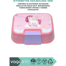 1030ML Lunchbox Tek Katlı 3 Bölmeli Pp Plastik Sefer Tası Yemek Kutusu (Pembe)