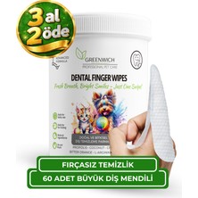 Greenwich Kedi ve Köpek Diş Temizleme Parmak Mendili 60 Adet Büyük Boy – Vegan Ağız Bakım Mendili | Diş Fırçası ve Diş Macununa Alternatif | Günlük Diş ve Diş Eti Hijyeni İçin