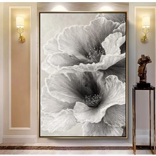 Emya Home Gold Metal Çerçeveli Kabartma Görünümlü Dekoratif Çiçek Kanvas Tablo
