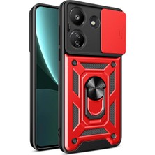 Freedom Storee Xiaomi Redmi 13C Kılıf Pars Lens Yüzüklü Silikon - Kırmızı