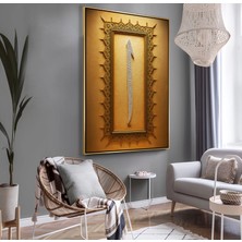 Emya Home Gold Metal Çerçeveli Kabartma Görünümlü Elif Kanvas Tablo