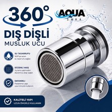 Aqua Sara 360 Derece Dönebilen Musluk Ucu Iç Dişli Perlatör Mutfak Batarya Aparatı Banyo Musluk Başlığı Paslanmaz Çelik
