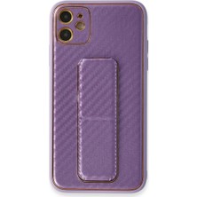 Magicool Iphone 12 Kılıf Coco Karbon Standlı Kapak - Mor