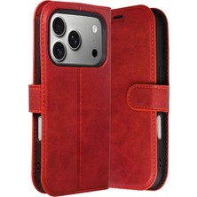 Nacario Mey Ithalat®   iPhone 17 Pro Trend S Plus Kapaklı Kılıf - Kırmızı