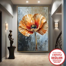 Emya Home Gold Metal Çerçeveli Kabartma Görünümlü Gelincik Kanvas Tablo