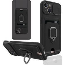 Nacario Mey Ithalat®   iPhone 14 Plus Kılıf Zuma Kartvizitli Yüzüklü Silikon - Siyah