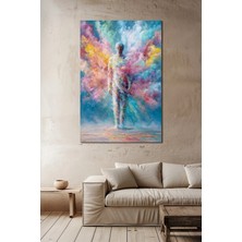 Renkli Insan Silüeti Soyut Sanat Baskılı Cam Tablo – Modern Dekoratif Duvar Tablosu