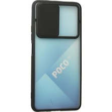 Nacario Mey Ithalat®   Poco F3 Kılıf Palm Buzlu Kamera Sürgülü Silikon - Siyah