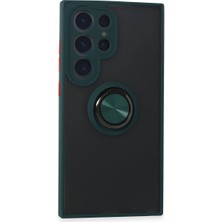 Magicool Samsung Galaxy S24 Ultra Kılıf Montreal Yüzüklü Silikon Kapak - Yeşil