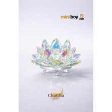 Chacha Home Kristal Nilüfer Çiçeği Obje & Mumluk - Lüks Cam Lotus Sehpa ve Konsol Dekoru (15 cm / 10 cm / 8 cm / 6 Cm)