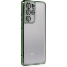 Nacario Mey Ithalat®  Samsung Galaxy S21 Ultra Kılıf  Lensli Silikon - Yeşil