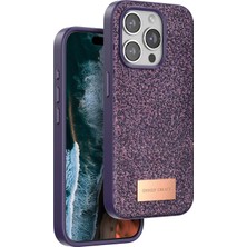 Nacario Mey Ithalat®   iPhone 15 Pro Max Bright Simli Kapak - Derin Mor