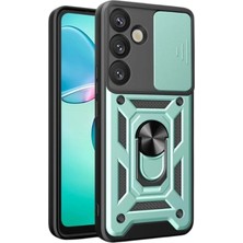Nacario Mey Ithalat®  Samsung Galaxy S25 Kılıf Pars Lens Yüzüklü Silikon - Yeşil