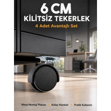 Nacario Mey Ithalat® Masa ve Koltuk Için Kilitsiz Tekerlek Seti 6 cm