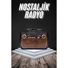 Nacario Mey Ithalat® Eskitme Nostalji Tasarımlı Bluetoothlu Nostalji Radyo Ahşap Nostaljik Görünümlü