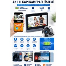 Akıllı Kapı Kamerası 3mp Wifi Görüntülü Kapı Dürbünü 5000MAH Batarya Tuya Smart Uyumlu Hareket Sensörlü