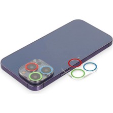 Nacario Mey Ithalat®   iPhone 12 Pro Renkli Kamera Lens Koruma Cam - Mavi-Yeşil