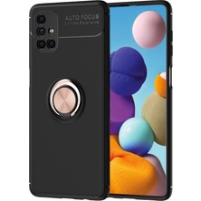 Nacario Mey Ithalat®  Samsung Galaxy M51 Kılıf Range Yüzüklü Silikon - Siyah-Gold