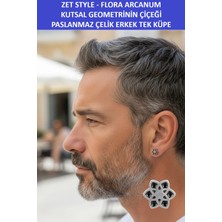 Zetconcept Zet Style “flora Arcanum" – Kutsal Geometrinin Çiçeği Küpesi - Erkek Tek Küpe - Paslanmaz Çelik
