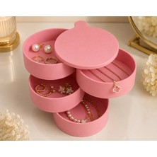 Hobby Fab Design 4 Bölmeli Takı Kutusu - 360 Derece Takı Kutusu - Takı Organizeri - Çok Katlı Takı Organizer