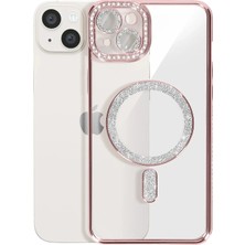 Nacario Mey Ithalat®   iPhone 15 Kılıf Joke Simli Magneticsafe Kılıf - Pembe