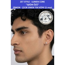 Zetconcept Zet Style Lumen Core - Işığın Özü - Parlak Zirkon Taşlı Paslanmaz Çelik Tek Erkek Küpe