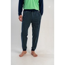 Obje Erkek Yeşil Likra Polyvıscon Manşetli Pijama Altı