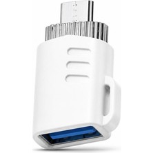 Umiya Micro USB Otg Uyumlu Usb-A Dönüştürücü Adaptör Beyaz Telefon ve Tablet Bağlantı Aparatı