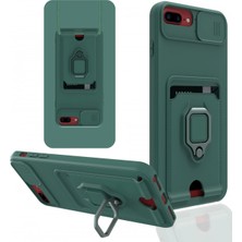 Nacario Mey Ithalat®   iPhone 7 Plus Kılıf Zuma Kartvizitli Yüzüklü Silikon - Yeşil