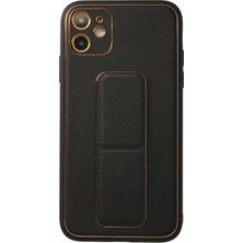 Nacario Mey Ithalat®   iPhone 12 Kılıf Coco Deri Standlı Kapak - Siyah