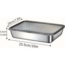 Fredeom Store Çok Amaçlı Paslanmaz Çelik Fırın ve Saklama Kabı (25X20X5 Cm)