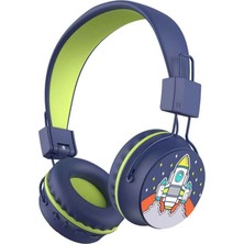 Nacario Mey Ithalat® Roket Desenli Bluetooth Kulak Üstü Kablosuz Kulaklık