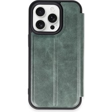 Nacario Mey Ithalat®   iPhone 14 Pro Kılıf Flip Cover - Koyu Yeşil
