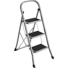 Songmics Merdiven, 3 Basamaklı Merdiven, Katlanır, Kolay Saklanabilir, 150 Kg'a Kadar Taşıma Kapasitesi, Güvercin Grisi, GSL003GY01