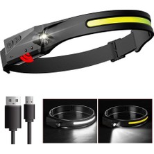 Aesco 5 Aydınlatma Modlu Cob LED Sensörlü USB Şarj Edilebilir Dahili Pilli Kafa Lambası