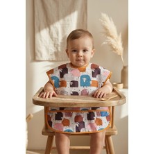 Hayat Store Woolyjoy Renkli Koyun Desenli Leke Tutmaz Sıvı Geçirmez Cepli Bebek Mama Önlüğü - Blw Uyumlu Kolsuz Smock 6-24 Ay