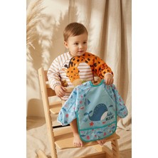 Hayat Store 2'li Paket Sıvı Geçirmez Uzun Kollu Çocuk Mama Önlüğü 6-24 Ay - Zürafa ve Balina Desenli Leke Tutmaz Blw Önlüğü
