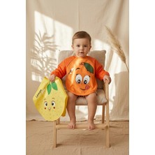 Hayat Store Sıvı Geçirmez Uzun Kollu Bebek Mama Önlüğü - 2'li Set 6-24 Ay Limon ve Portakal Desenli Blw Uyumlu Yemek Önlüğü