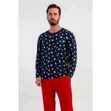 Obje Erkek İndigo Marla Patlı Uzun Kol Pijama Üstü