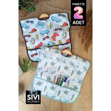 Hayat Store Play - Dolphin Desenli Sıvı Geçirmez Kolsuz 6-24 Ay 2'li Aktivite ve Mama Önlüğü