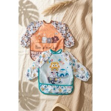 Hayat Store 2'li Sıvı Geçirmez Uzun Kollu Mama Önlüğü 6-24 Ay- Blw Uyumlu, Kırıntı Cepli, Leke Tutmaz Bebek Yemek ve Aktivite Önlüğü